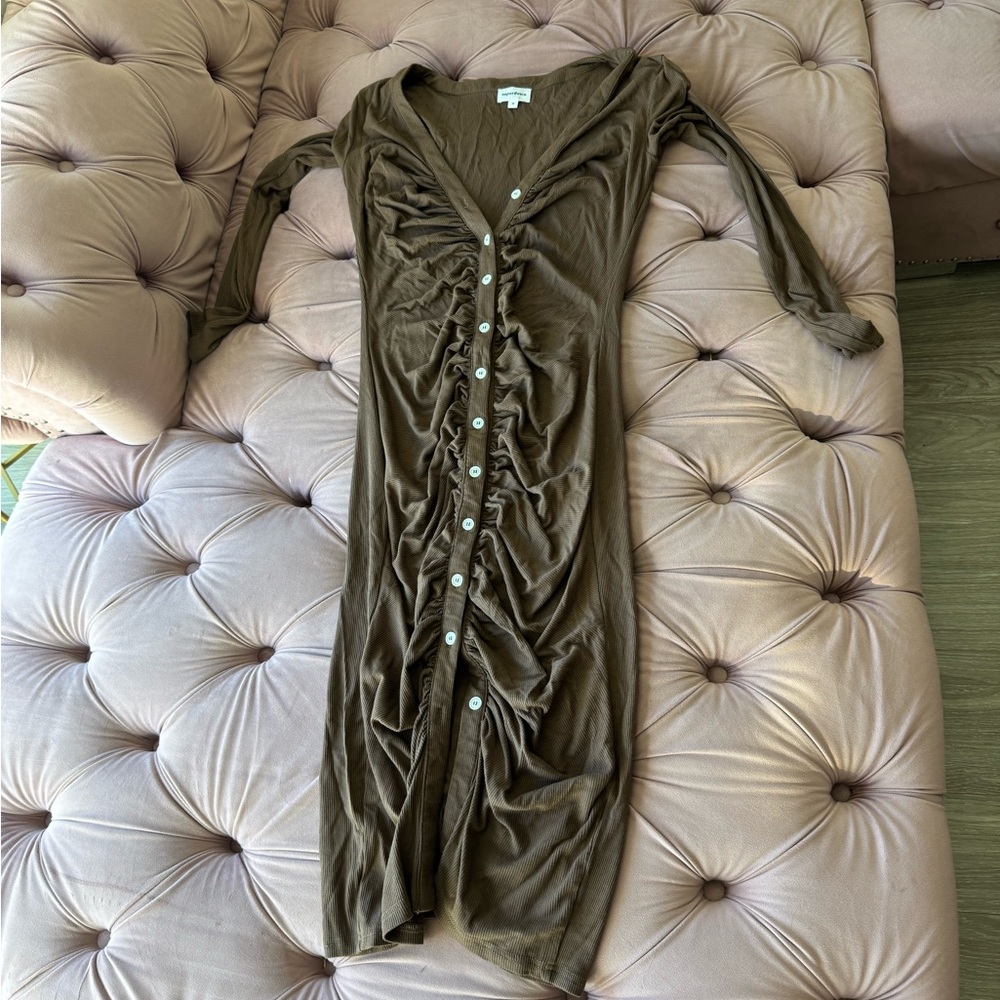 superdown Brown Button-Up Midi Dress